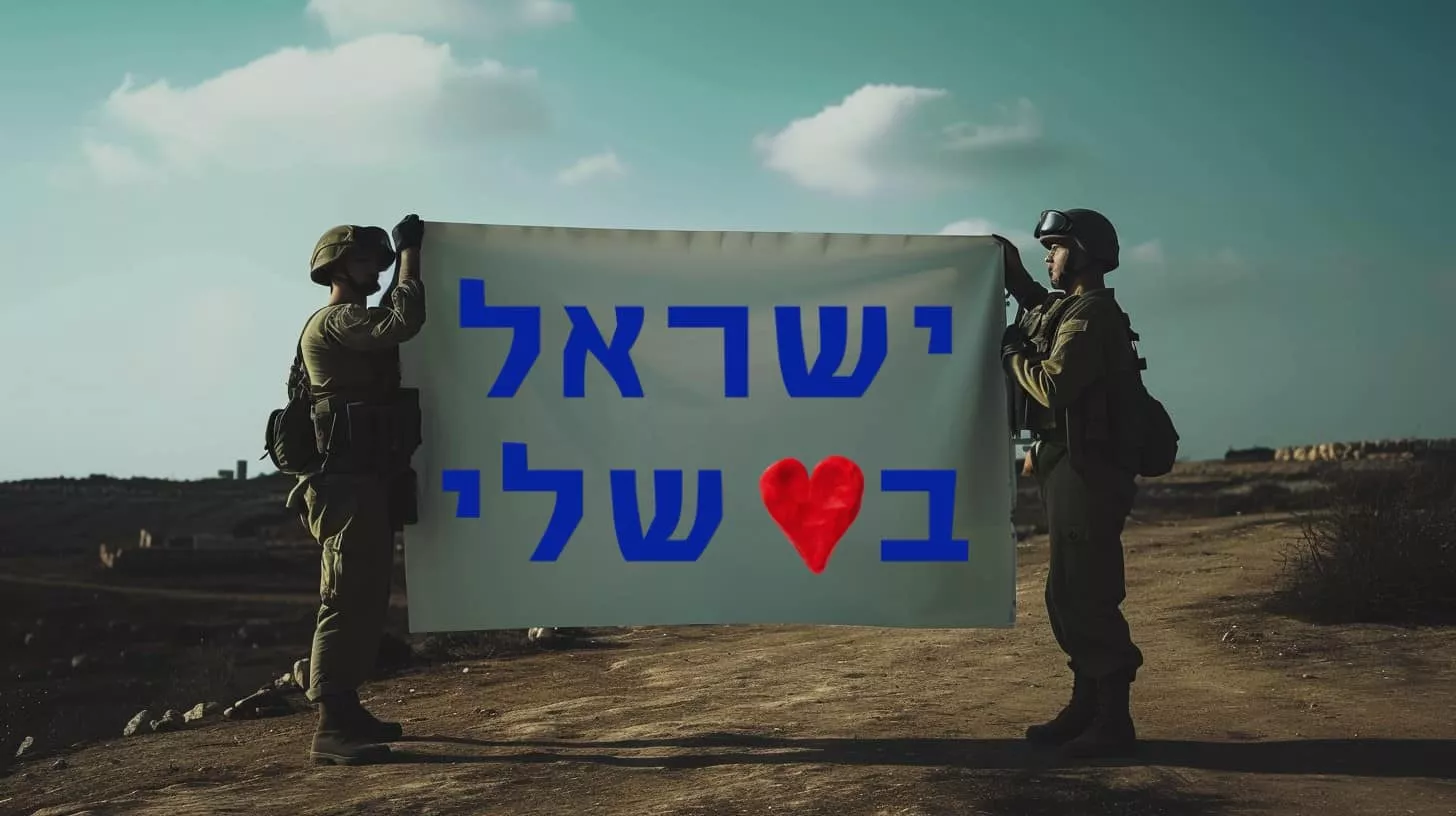 ישראל בלב שלי - באנר עם שני חיילים